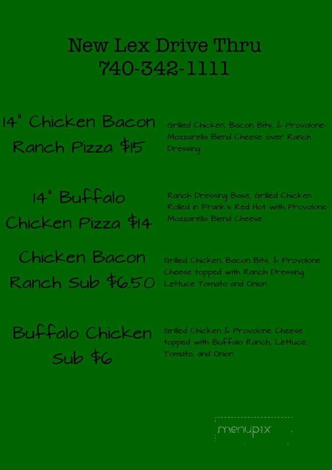 New Lex Drive Thru menu 1